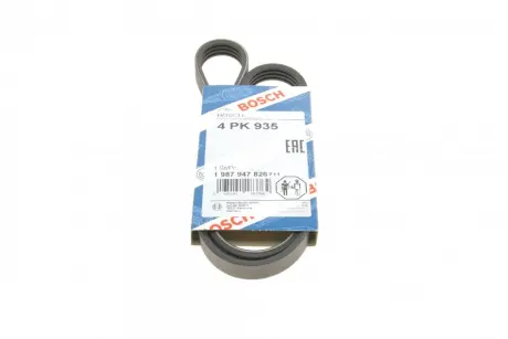 Ремень поликлиновой 4PK935 FIAT 1,4/1,6; HYUNDAI 1,6/1,8/3,5; MAZDA 2,0; NISSAN; MITSUBISHI bosch 1987947826