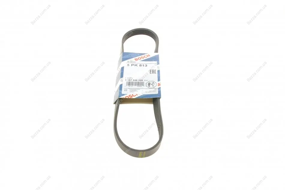 Ремень поликлиновой 5PK813 ALFA 155 1,7-2,0; BMW 2,5/3,0: E39/E46/E53; CITROEN 1,1-1,6: Berlingo, ZX bosch 1987946026