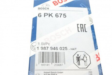 Ремень поликлиновой 6PK675 NISSAN Micra 1,0/1,3/1,4 92-02 bosch 1987946025