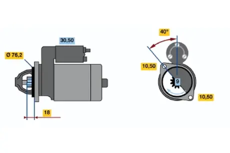 Стартер, 12V 1.1KW bosch 0 001 107 062