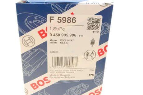 Паливний (топливный) фільтр bosch 0450905986