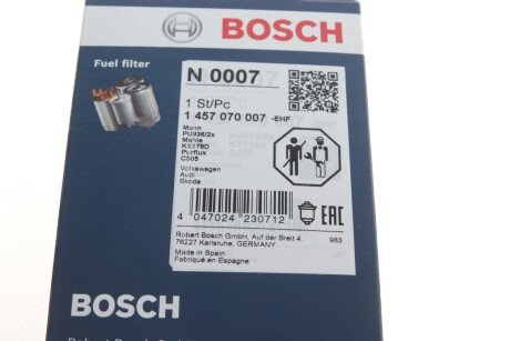 Топливный фильтр bosch 1457070007