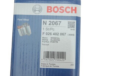 Топливный фильтр bosch F026402067