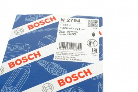 Паливний (топливный) фільтр bosch F026402794
