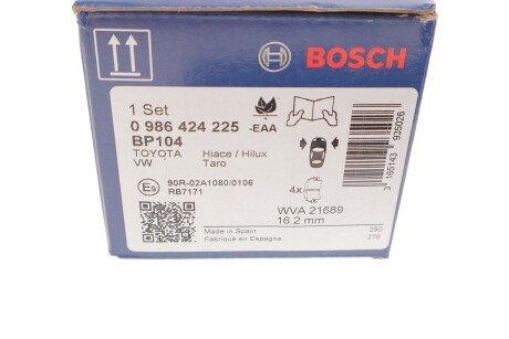 Тормозні (гальмівні) колодки bosch 0986424225