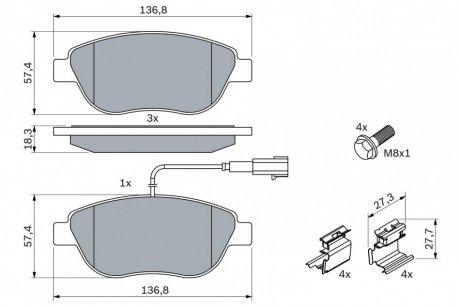 Передние тормозные колодки bosch 0986424596