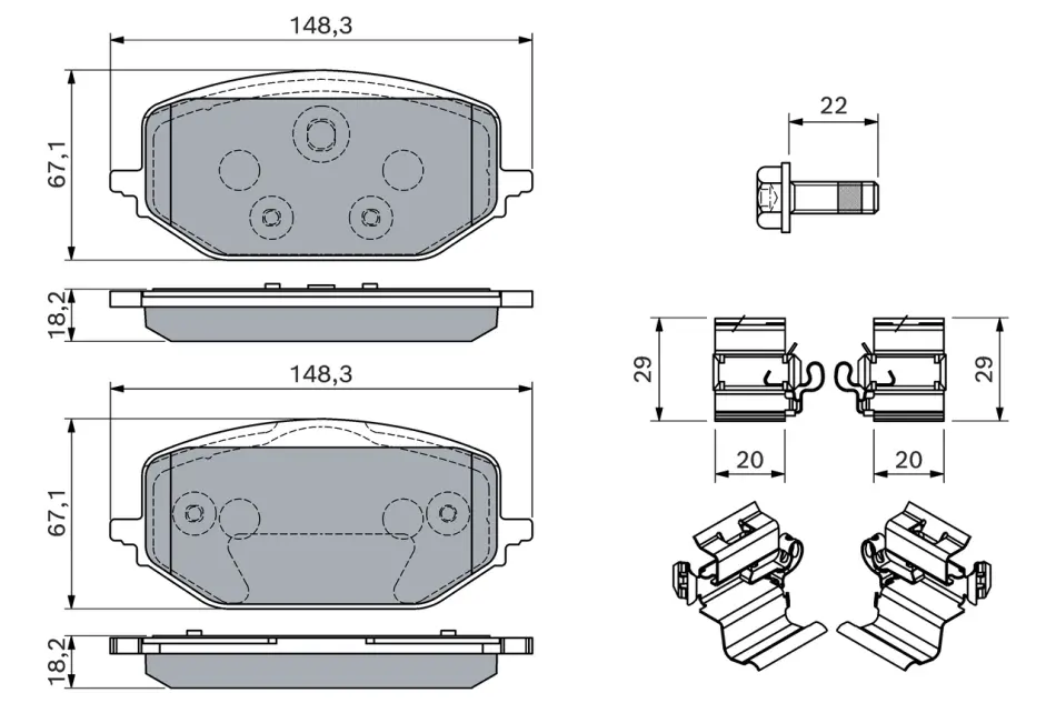Тормозні (гальмівні) колодки Bosch 0986460165 (фото 1)