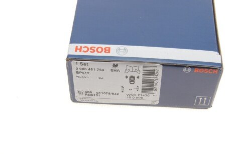 Тормозные колодки bosch 0 986 461 764