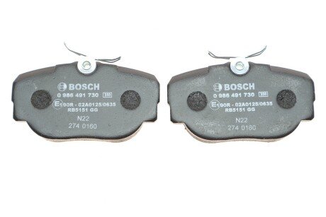 Тормозные колодки bosch 0986491730