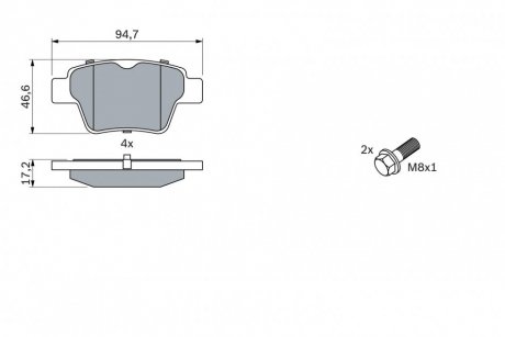 Задні тормозні (гальмівні) колодки bosch 0986494099