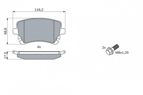 Задние тормозные колодки bosch 0986494303