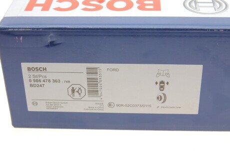 Вентилируемый тормозной диск bosch 0986478303