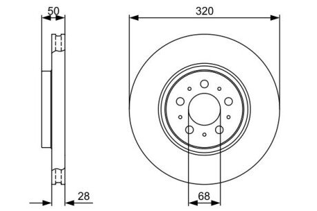 Вентильований гальмівний диск bosch 0986479321 на Вольво S60