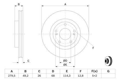 Вентилируемый тормозной диск bosch 0 986 479 678 на Ниссан Skyline r34