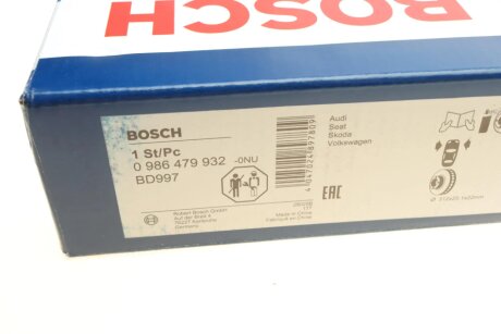 Вентилируемый тормозной диск bosch 0986479932
