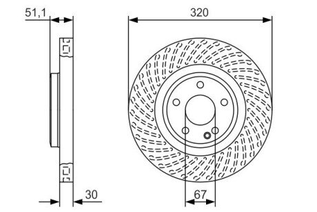 Вентильований гальмівний диск bosch 0986479A59 на Мерседес B-Class w242/w246