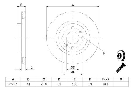 Вентильований гальмівний диск bosch 0 986 479 B21