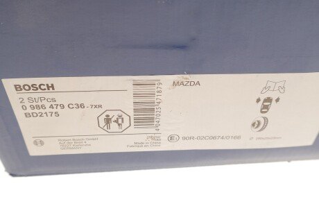 Вентилируемый тормозной диск bosch 0986479C36