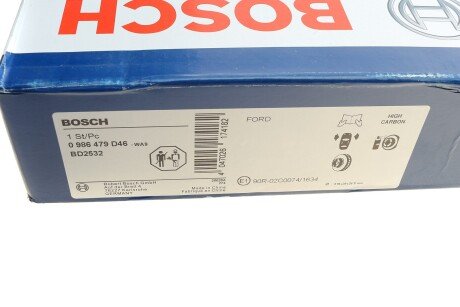 Вентильований гальмівний диск bosch ""0986479D46"