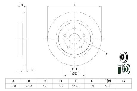 Вентильований гальмівний диск bosch 0986479D64 на Субару Легаси