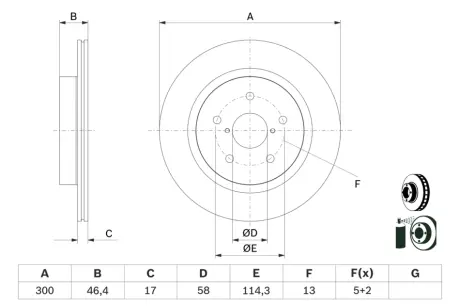 Вентильований гальмівний диск Bosch 0986479D64