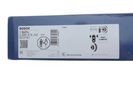 Вентилируемый тормозной диск bosch 0986479J32