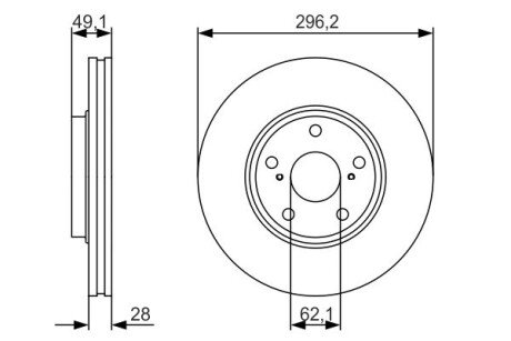 Вентилируемый тормозной диск bosch 0986479R28 на Лексус Rx300