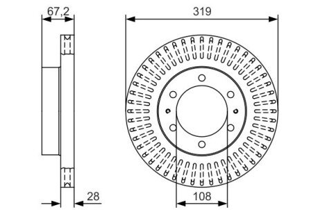 Вентильований гальмівний диск bosch 0 986 479 T36