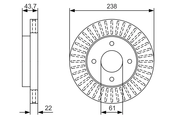 Вентильований гальмівний диск Bosch 0986479T42 (фото 1)