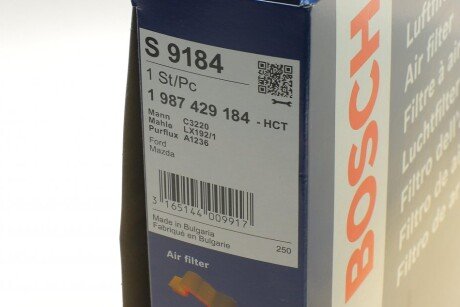 Воздушный фильтр двигателя bosch 1987429184