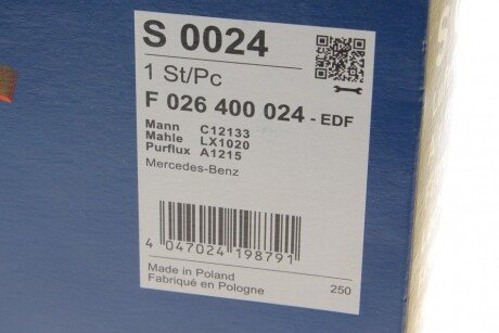 Воздушный фильтр двигателя bosch F026400024