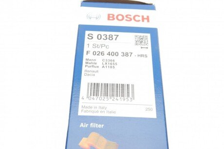 Воздушный фильтр двигателя bosch F026400387