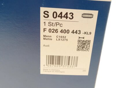 Воздушный фильтр двигателя bosch F026400443