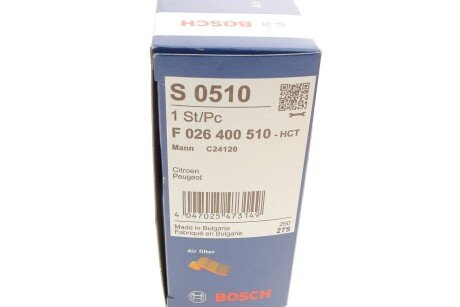 Воздушный фильтр двигателя bosch F026400510