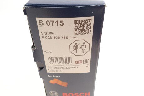 ВСТАВКА ПОВІТРЯНОГО ФІЛЬТРА bosch F026400715