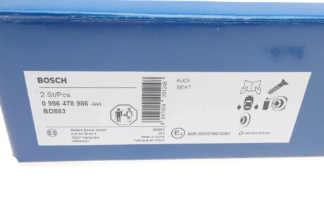 Задній гальмівний (тормозний) диск bosch 0986478986