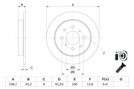 Задний тормозной диск bosch 0986479F34