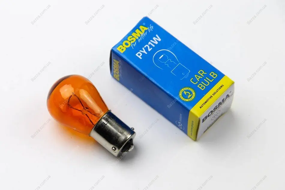 Автолампа BAU15S 12V 21W PY21W Янтарный в коробке 1шт BOSMA 0287S