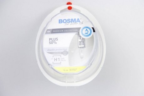 Автолампа H1 PLUS 50% 12V 55W P14,5S Упаковка 2шт bosma 4070