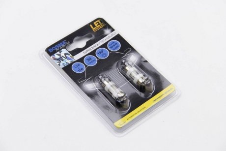 Автолампа SV8,5 LED 12V 2XSMD 5050 LED WHITE 10X31 (2 шт) bosma 3710