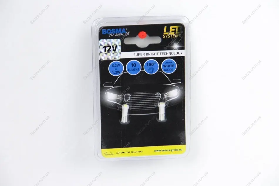 Автолампа T05 LED 12V 1xSMD 3528 LED WHITE (2 шт) BOSMA 3932