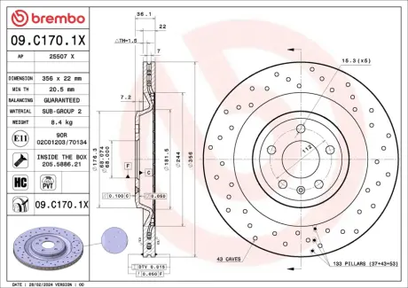 ГАЛЬМІВНИЙ ДИСК Brembo 09.C170.1X