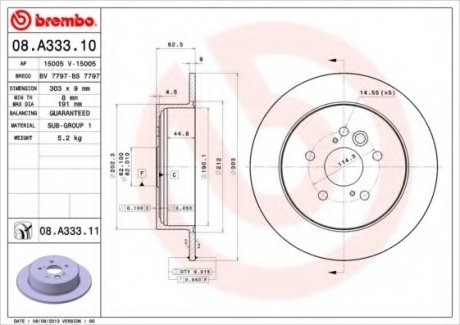 Тормозной диск brembo 08.A333.11