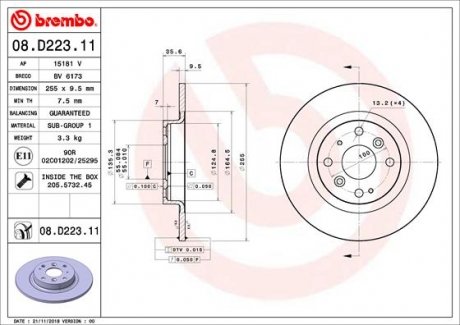 Гальмівний диск brembo 08.D223.11 на Мазда 2