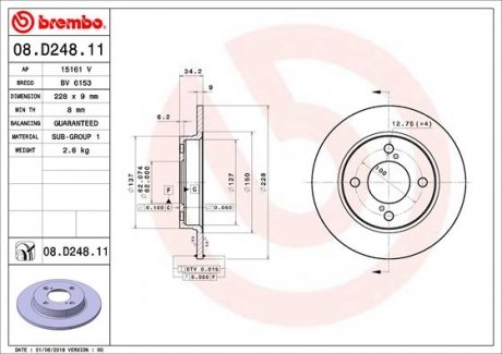 Гальмівний диск brembo 08.D248.11