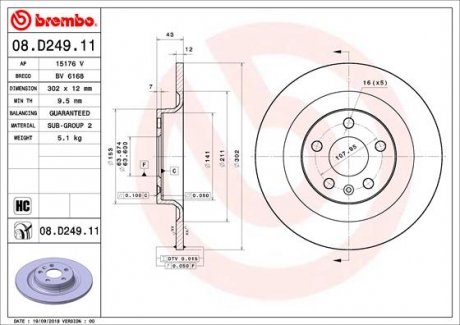 Гальмівний диск brembo 08D24911