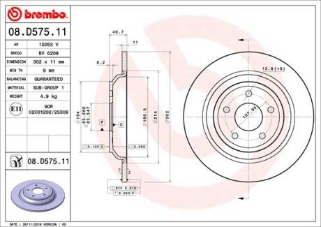 Гальмівний диск brembo 08.D575.11