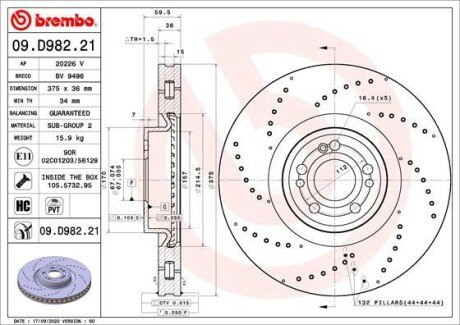 Гальмівний диск brembo 09.D982.21