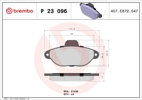 Передні тормозні (гальмівні) колодки brembo P23096