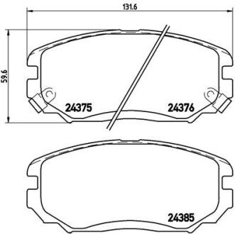 Передні тормозні (гальмівні) колодки brembo P30038 на Киа Опирус